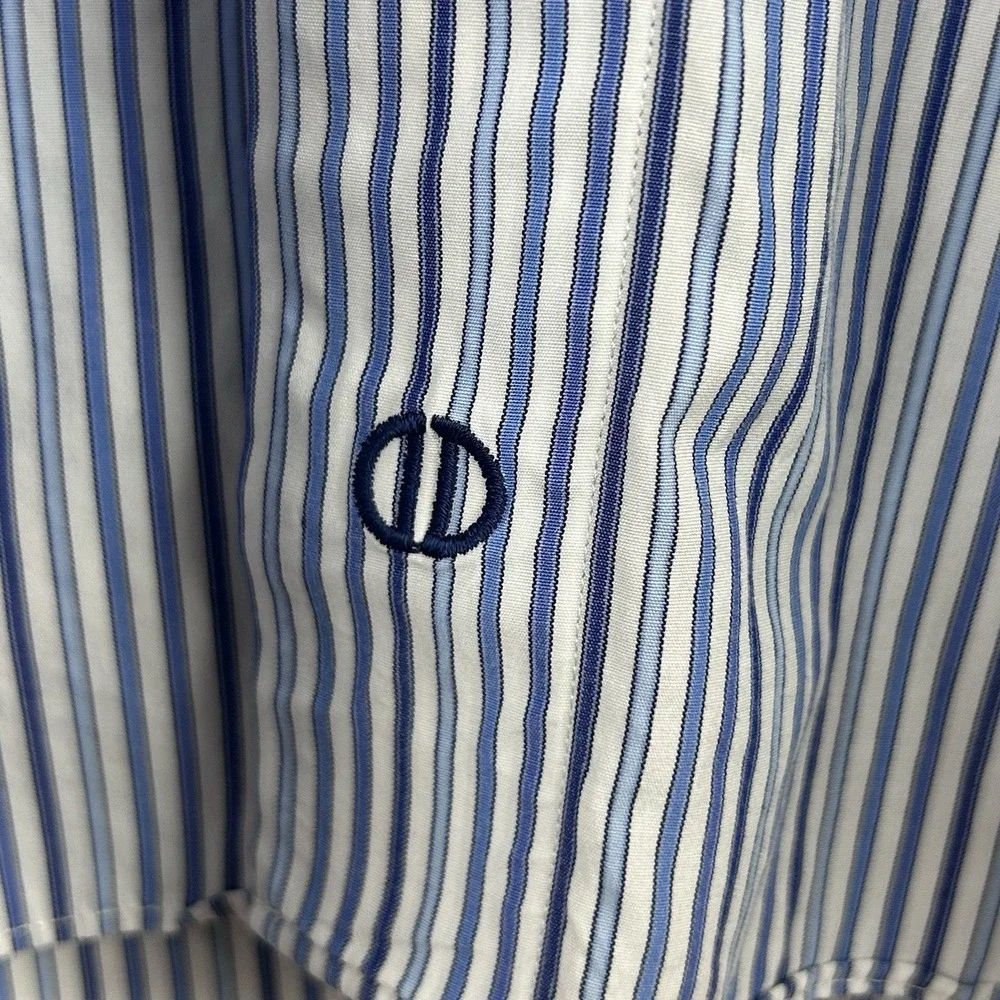 David‎ Donahue Trim Fit Men's Dress Shirt Long Sleeve Blue White 16.5 - 34/35